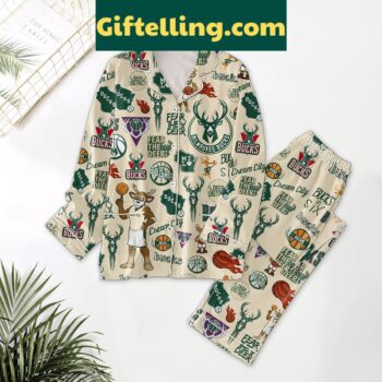 Milwaukee Bucks Fear The Deer Polyester Pajamas Set, NBA Team Pajamas