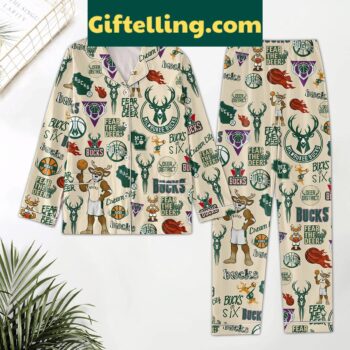 Milwaukee Bucks Fear The Deer Polyester Pajamas Set, NBA Team Pajamas