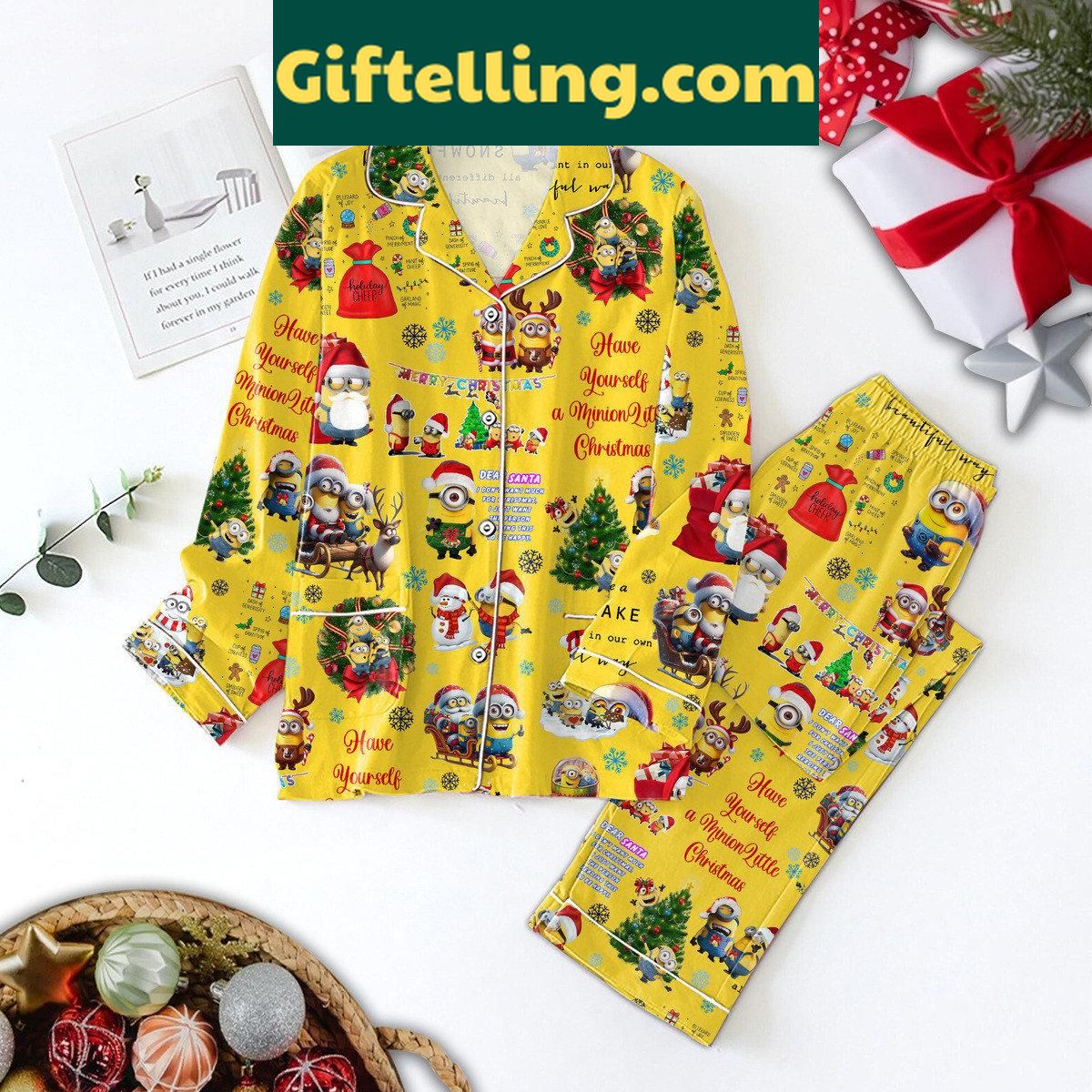 Minions Have Yourself A Minions Little Christmas 2024 Polyester Pajamas Set Minions Christmas 2024 Polyester Pajamas Set