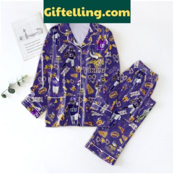 Minnesota Vikings Skol Let's Go Vikings Pajamas Set for men front view
