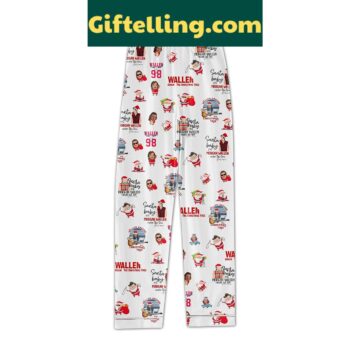 Morgan Wallen Christmas silk pajamas set with festive design