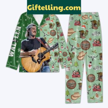 Morgan Wallen Christmas Tour 2024 green polyester pajamas set