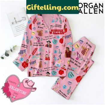 Morgan Wallen Cupid Aim Valentine Polyester Pajamas Set, red and white couple pajamas
