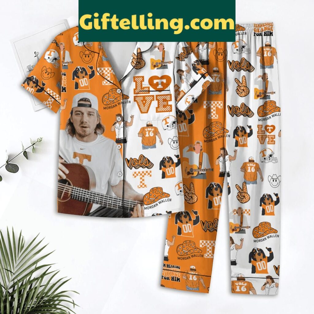 Morgan Wallen Love Tennessee Volunteers Polyester Pajamas Set