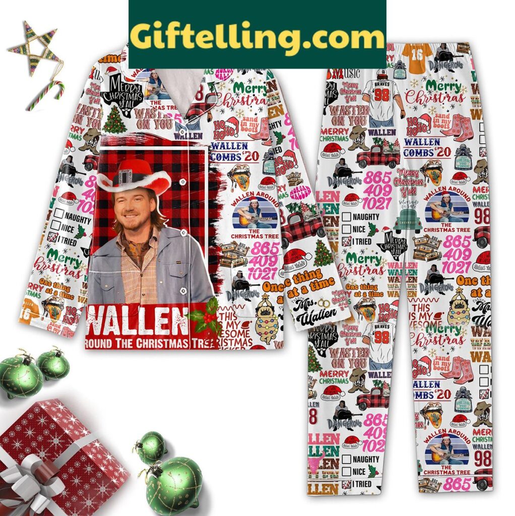 Morgan Wallen Merry Christmas Wasted On You Pajamas Set