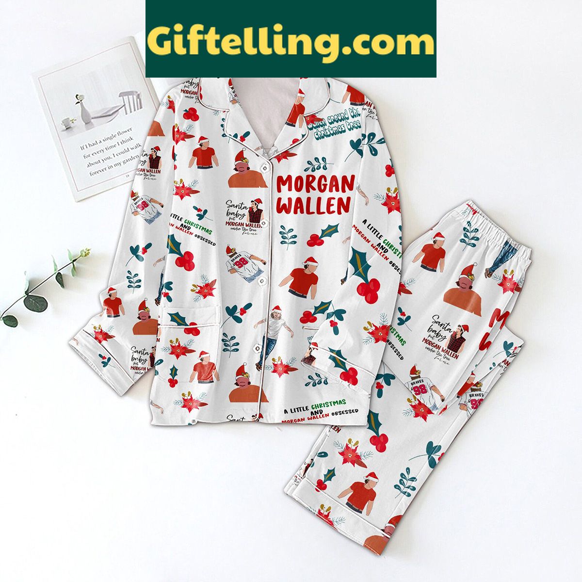 morgan-wallen-obsessed-christmas-pajamas-set-for-women-1 Morgan Wallen Christmas Pajamas Set for Women