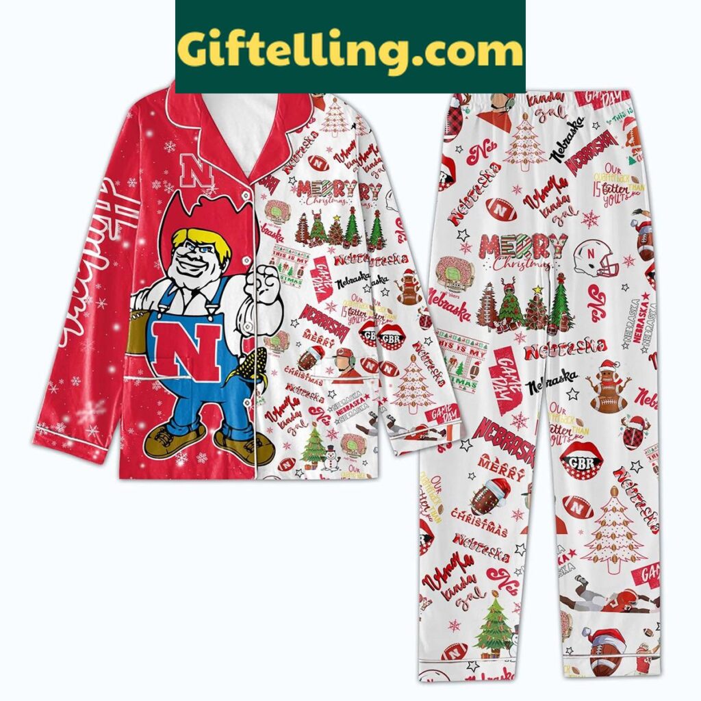 Nebraska Cornhuskers Christmas Silk Pajamas Set for men and women