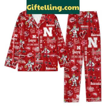 Nebraska Cornhuskers Go Big Red Polyester Pajamas Set, featuring official team colors and logo