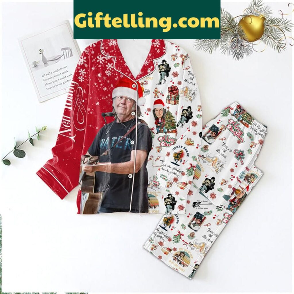 Neil Young Christmas Thank God for Neil Young Polyester Pajamas Set