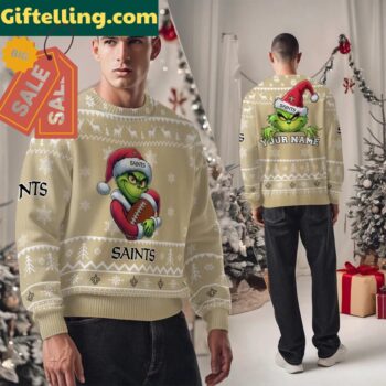 New Orleans Saints Grinch ugly Christmas sweater