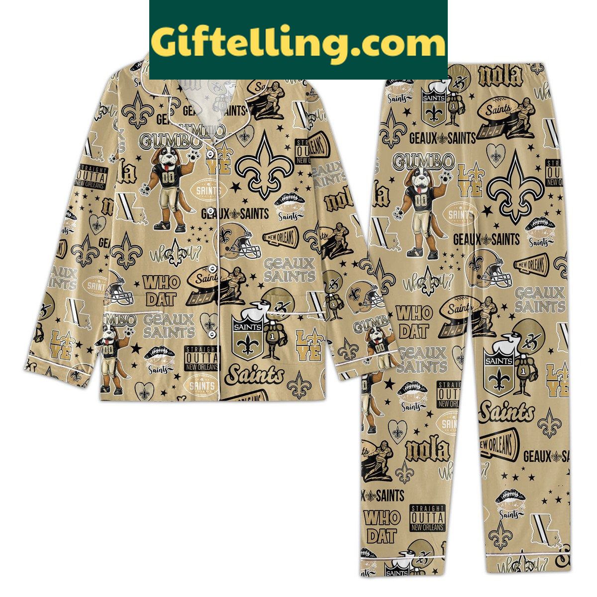 new-orleans-saints-who-dat-geaux-saints-pajamas-set-for-ultimate-fans-1 New Orleans Saints Who Dat Geaux Saints two-piece pajamas set