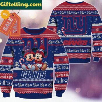 New York Giants NFL Mickey Minnie Ugly Christmas Sweater front view