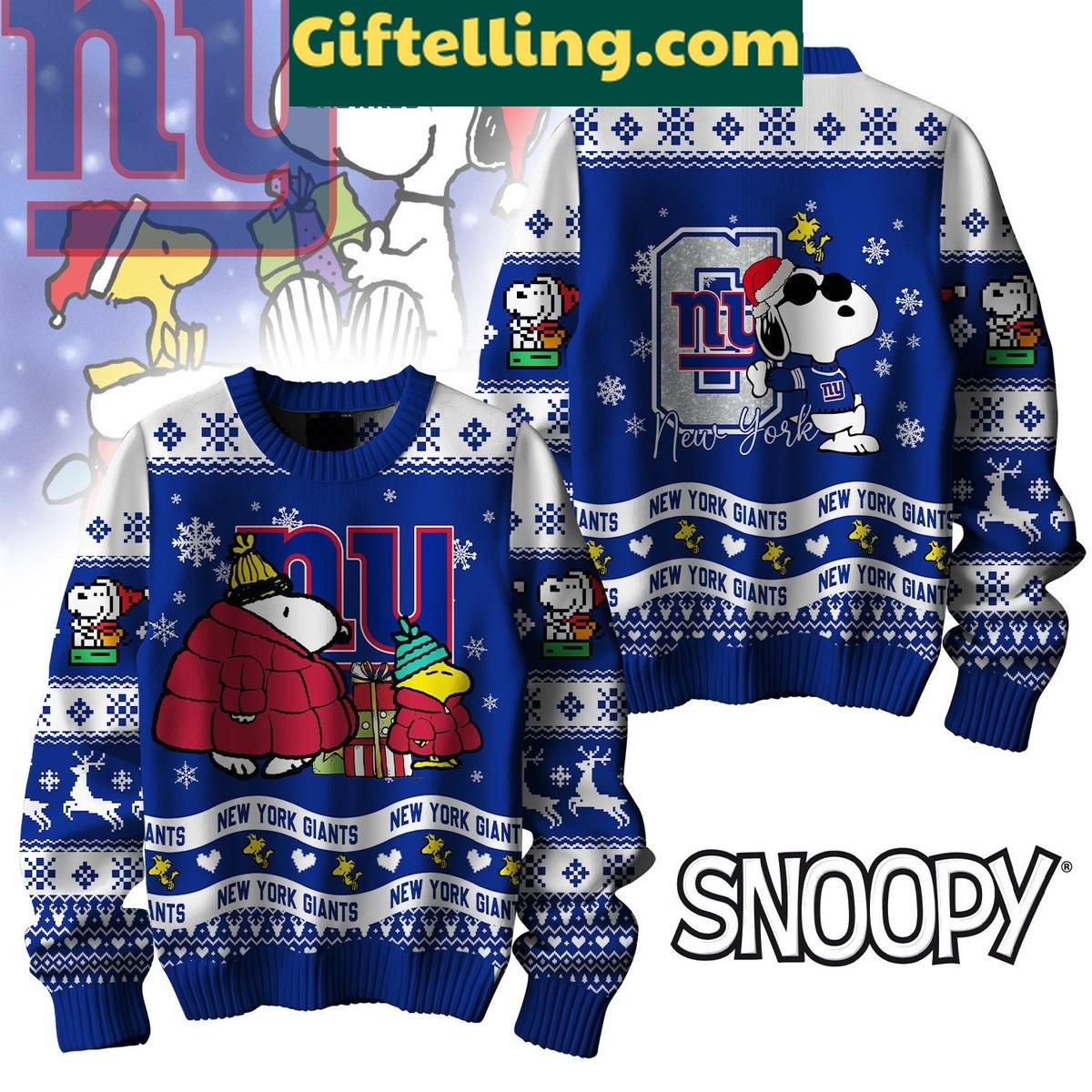 New York Giants Peanuts Snoopy Ugly Sweater Christmas Gift New York Giants Peanuts Snoopy Ugly Sweater Christmas Gift