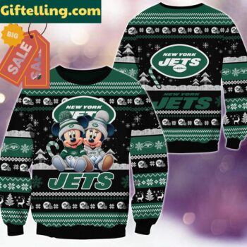 New York Jets NFL Mickey Minnie Ugly Christmas Sweater