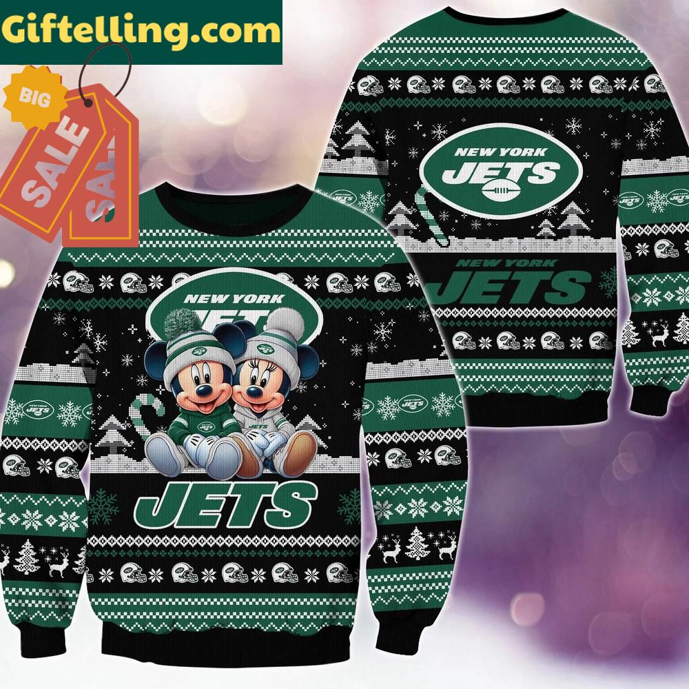 New York Jets NFL Mickey Minnie Ugly Christmas Sweater
