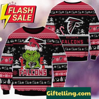 NFL Atlanta Falcons x Grinch Movies Ugly Christmas Sweater for men, front view