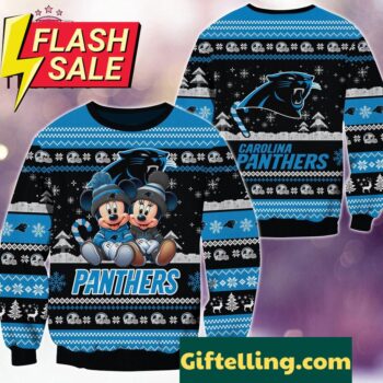 NFL Carolina Panthers Mickey Minnie Ugly Christmas Sweater