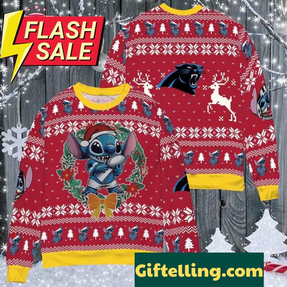 NFL Carolina Panthers x Stitch Ugly Christmas Sweater