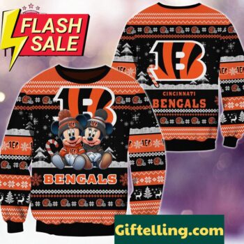 NFL Cincinnati Bengals Mickey Minnie Limited Ugly Christmas Sweater