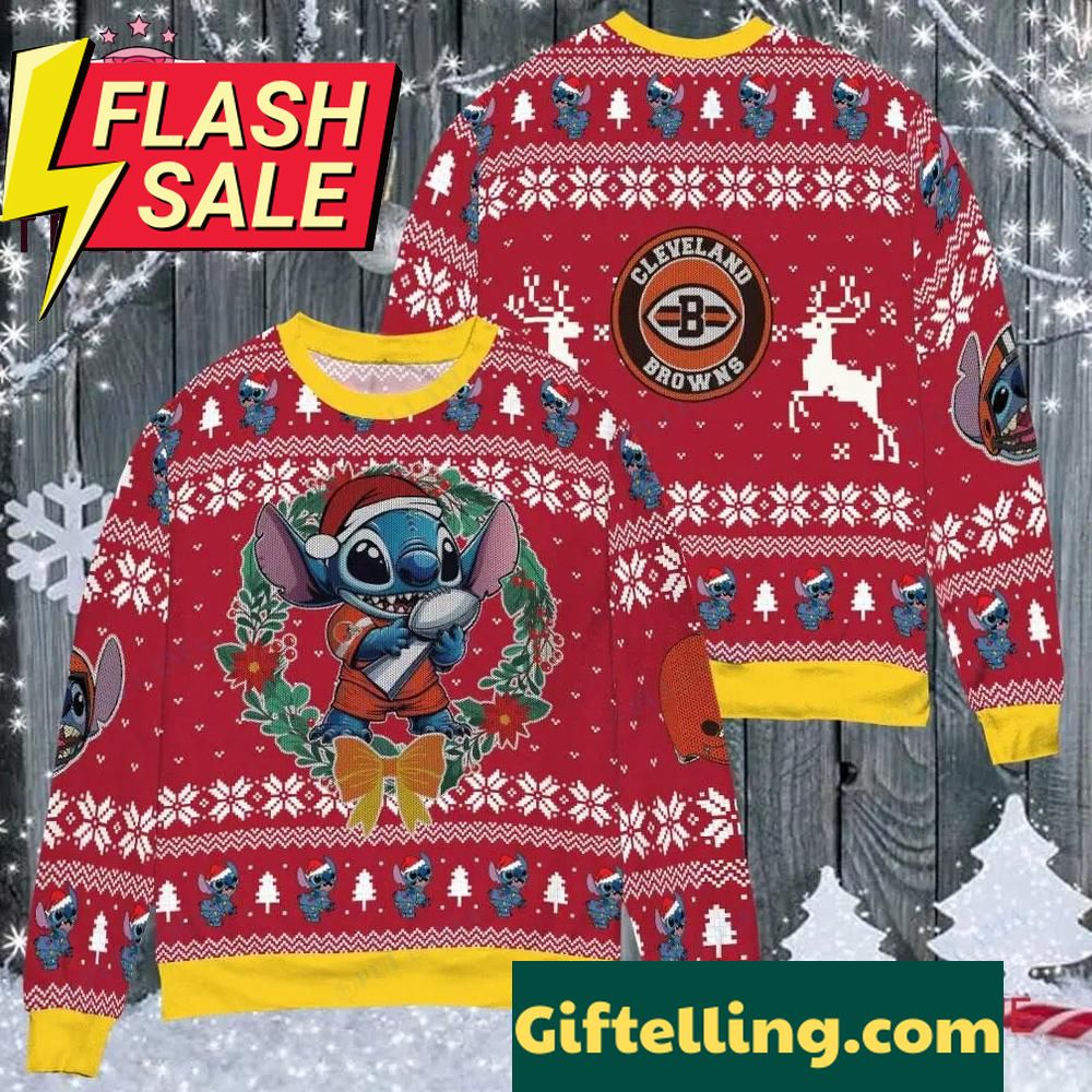 NFL Cleveland Browns x Stitch Ugly Christmas Sweater