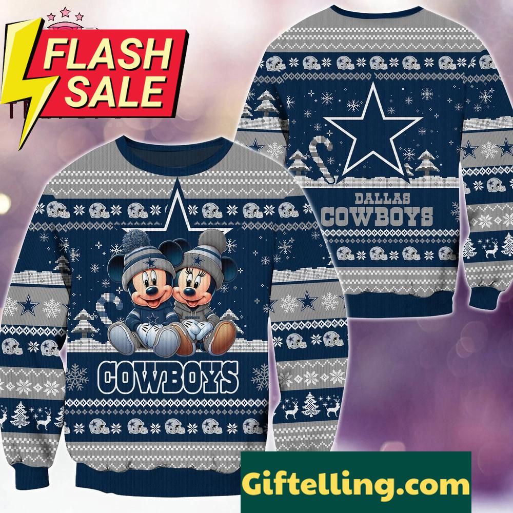 NFL Dallas Cowboys Mickey Minnie Limited Ugly Christmas Sweater holiday graphic design