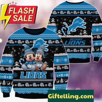 NFL Detroit Lions Mickey Minnie Limited Ugly Christmas Sweater