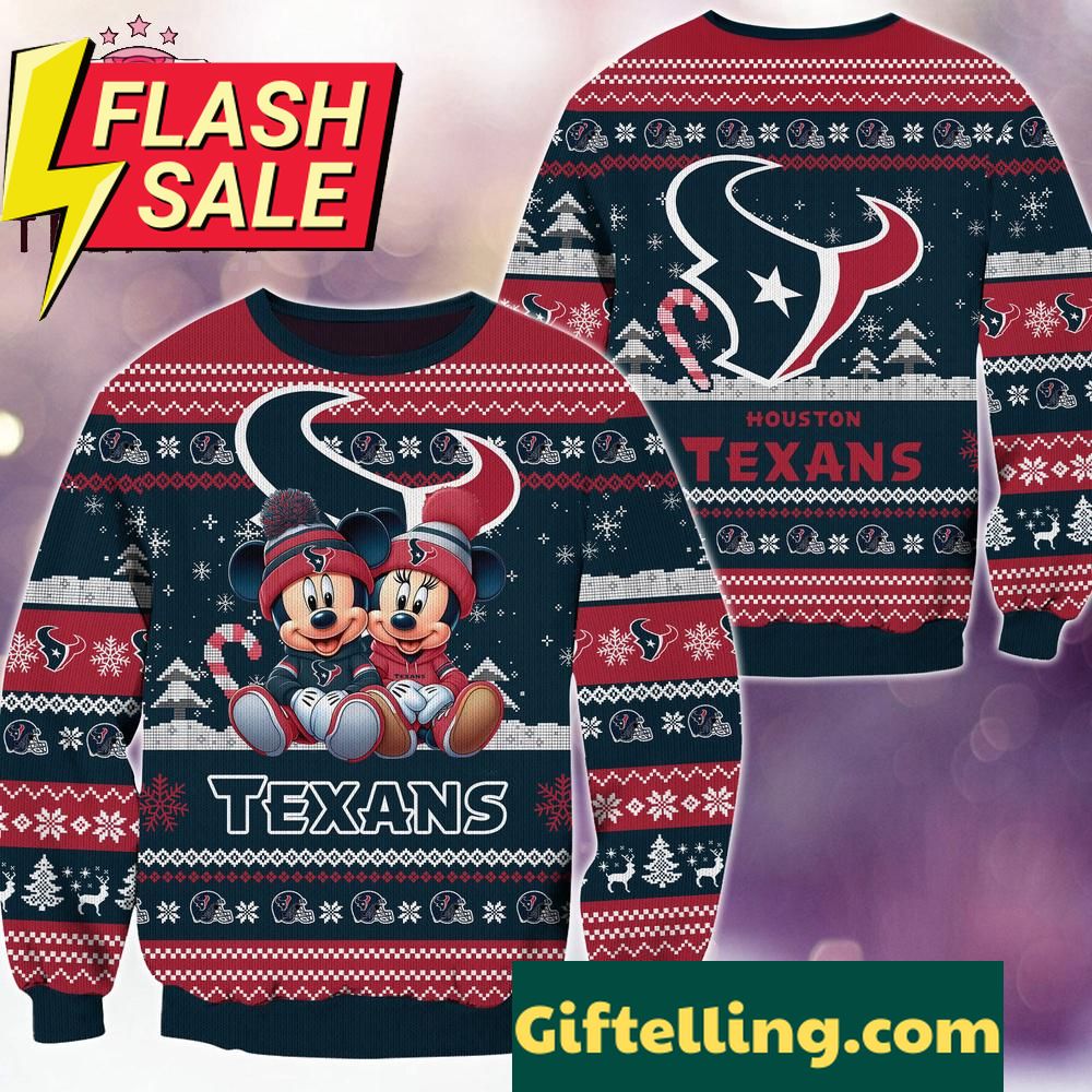 NFL Houston Texans Mickey Minnie Limited Ugly Christmas Sweater