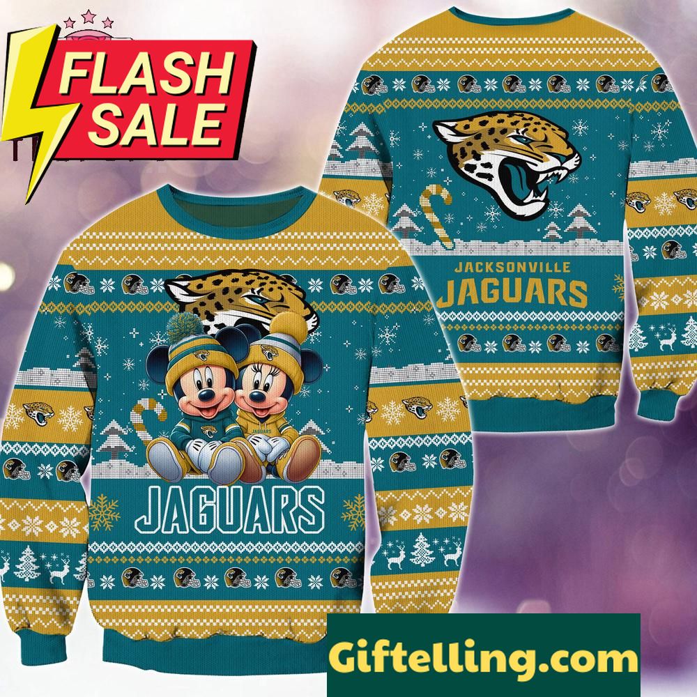 NFL Jacksonville Jaguars Mickey Minnie Limited Ugly Christmas Sweater