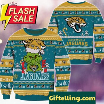 Jacksonville Jaguars Grinch movies ugly Christmas sweater