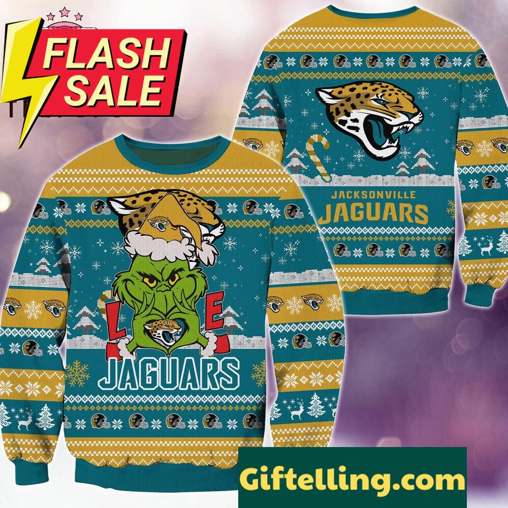 Jacksonville Jaguars Grinch movies ugly Christmas sweater
