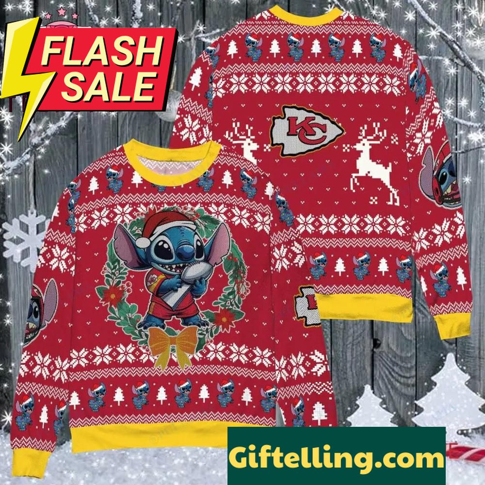 NFL Kansas City Chiefs x Stitch Ugly Christmas Sweater front view