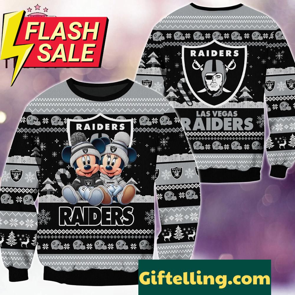 NFL Las Vegas Raiders Mickey Minnie Limited Ugly Christmas Sweater