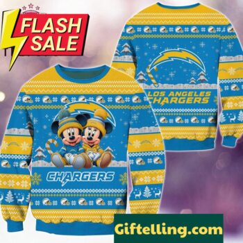 NFL Los Angeles Chargers Mickey Minnie Limited Ugly Christmas Sweater