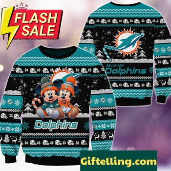 NFL Miami Dolphins Mickey Minnie Ugly Christmas Sweater