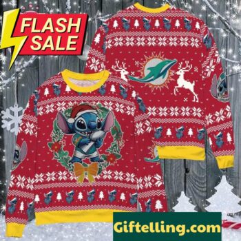 NFL Miami Dolphins x Stitch Ugly Christmas Sweater