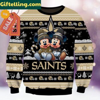 New Orleans Saints NFL Mickey Minnie Ugly Christmas Sweater
