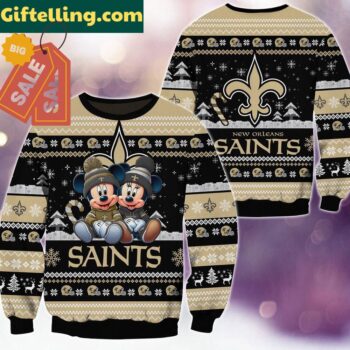New Orleans Saints NFL Mickey Minnie Ugly Christmas Sweater