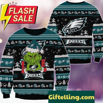NFL Philadelphia Eagles x Grinch Movies Ugly Christmas Sweater for men and women