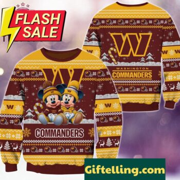 NFL Washington Commanders Mickey Minnie Ugly Christmas Sweater