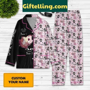 Night Before Christmas Jack Sally Personalized Polyester Pajamas Set for Couples