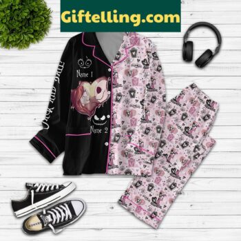 Night Before Christmas Jack Sally Personalized Polyester Pajamas Set for Couples