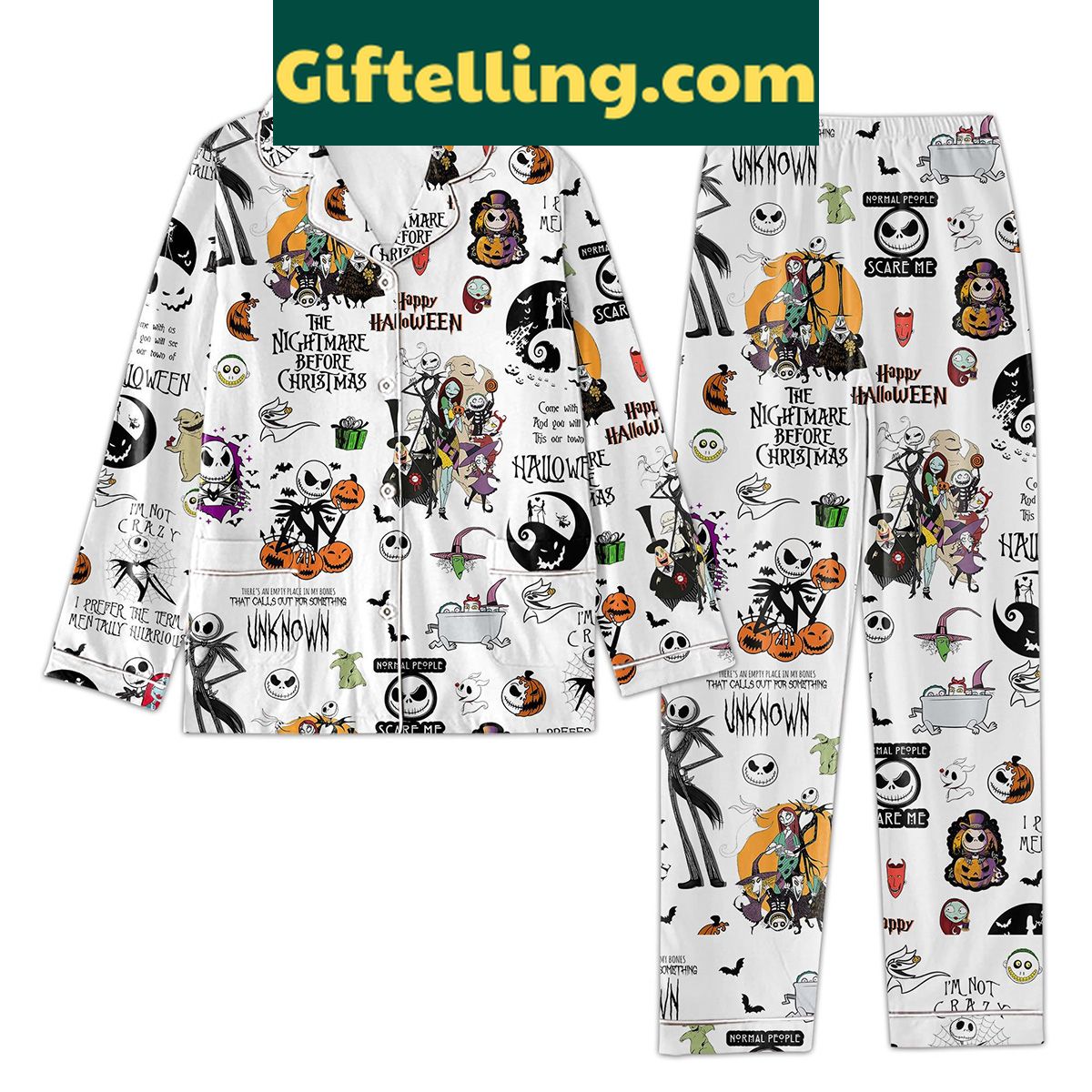 nightmare-before-christmas-halloween-pajamas-set-for-adults-2 Nightmare Before Christmas Halloween Pajamas Set for adults with all-over print design