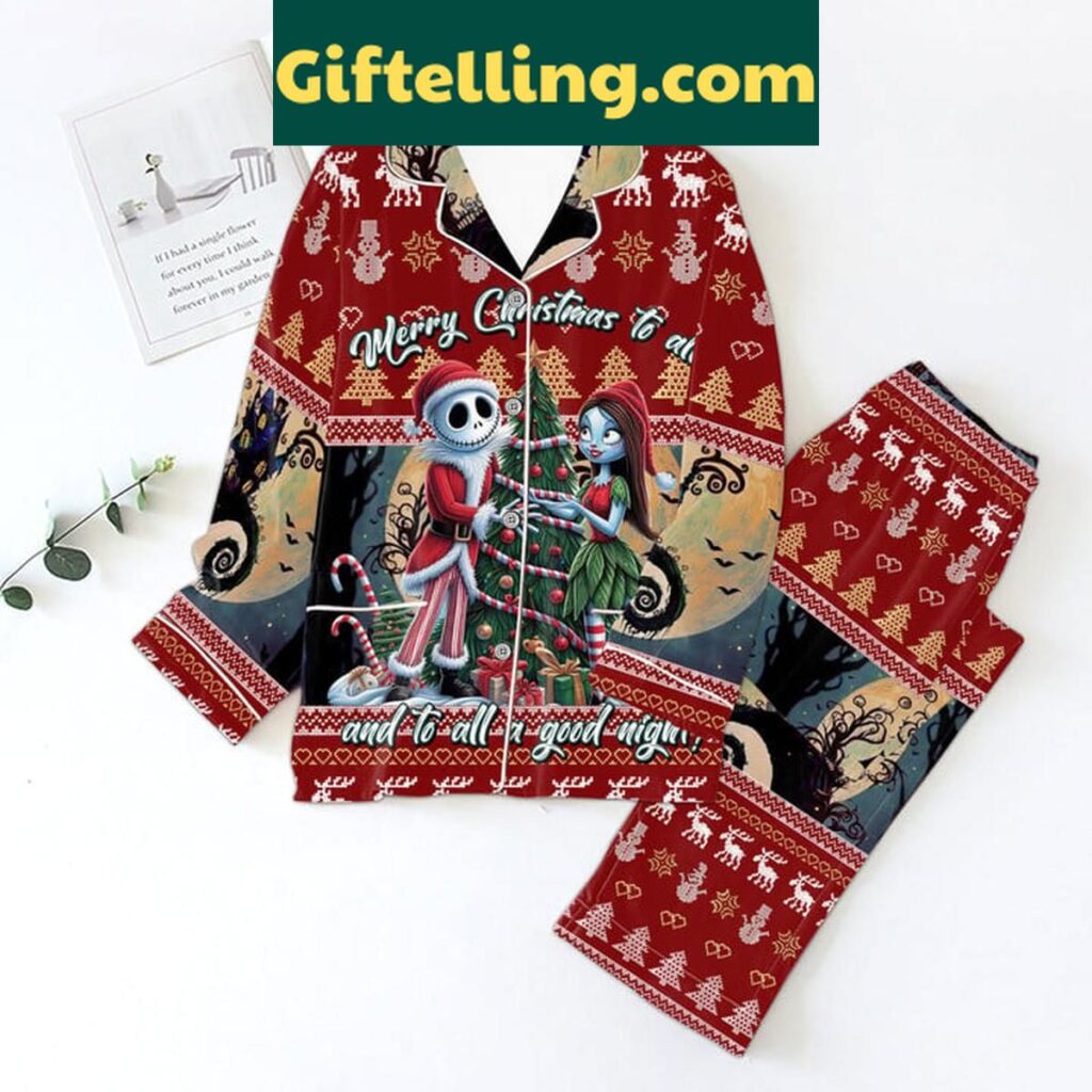 The Nightmare Before Christmas Merry Christmas to All Polyester Pajamas Set for Women
