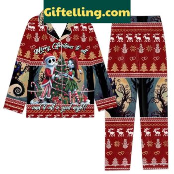 The Nightmare Before Christmas Merry Christmas to All Polyester Pajamas Set for Women