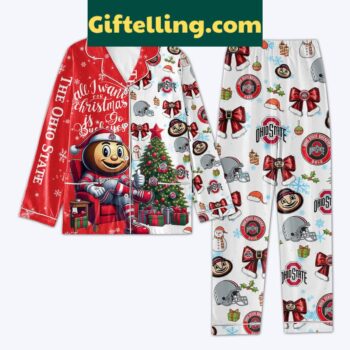 Ohio State Buckeyes Christmas Polyester Pajamas Set