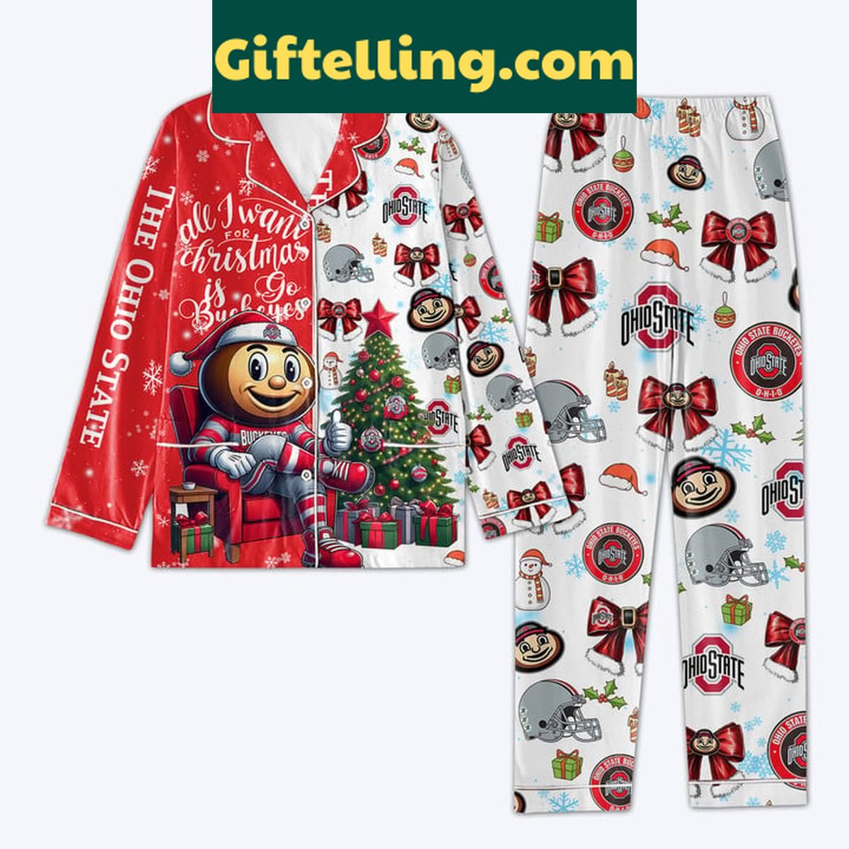 ohio-state-buckeyes-christmas-pajamas-2024-polyester-set-go-buckeyes-all-i-want-2 Ohio State Buckeyes Christmas Polyester Pajamas Set