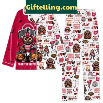 Ohio State Buckeyes Fear The Nuts Halloween Polyester Pajamas Set