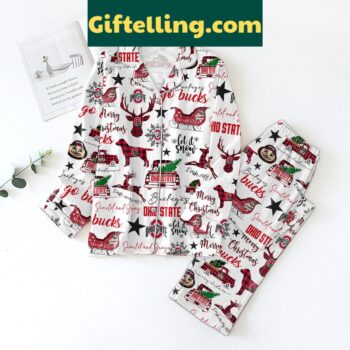 Ohio State Buckeyes Merry Christmas Polyester Pajamas Set