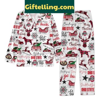 Ohio State Buckeyes Merry Christmas Polyester Pajamas Set
