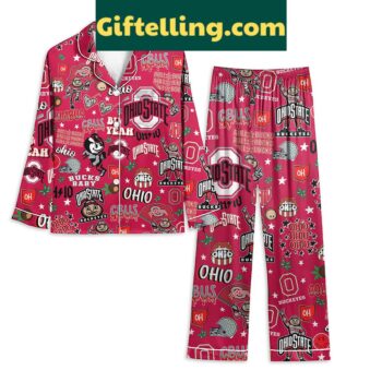 Ohio State Buckeyes Roll Bucks Polyester Pajamas Set